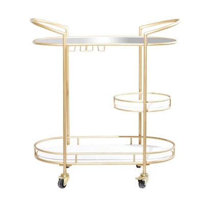 Contemporary Iron Bar Cart Gold - Olivia & May 8 Contemporary Iron Bar Cart Gold - Olivia & May - Image 6