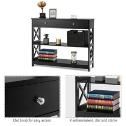 Costway Console Table Drawer Shelves Sofa Accent Table Entryway Hallway Black/White -Furniture Store GUEST 4f0ce8c5 3b43 42b1 bff7 c803b711cac1