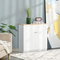 HOMCOM Storage Cabinet Kitchen Sideboard With Louvered Doors, Freestanding Floor Cabinet For Living Room, Hallway, White 7 HOMCOM Storage Cabinet Kitchen Sideboard With Louvered Doors, Freestanding Floor Cabinet For Living Room, Hallway, White -Furniture Store GUEST 505262c9 a8dd 4f18 a434 994d4b691541
