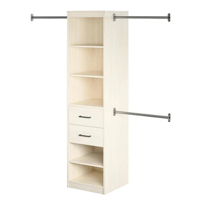 Kelly 5 Shelf 2 Drawer Closet Organizer With 3 Adjustable Hanging Rods Ivory Oak - Novogratz 9 Kelly 5 Shelf 2 Drawer Closet Organizer With 3 Adjustable Hanging Rods Ivory Oak - Novogratz - Image 7