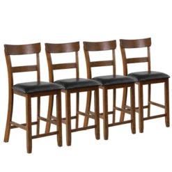 Costway Set Of 4 Barstools Counter Height Chairs W/Leather Seat & Rubber Wood Legs 14 Costway Set Of 4 Barstools Counter Height Chairs W/Leather Seat & Rubber Wood Legs -Furniture Store GUEST 5377cd27 c35d 4f31 8e34 3f701cbf4a47