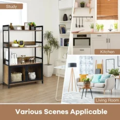 Costway 3-Tier Baker's Rack Industrial Kitchen Microwave Oven Stand W/Storage Cabinet -Furniture Store GUEST 538446b7 a6af 4c99 bd96 2d11feee3a79