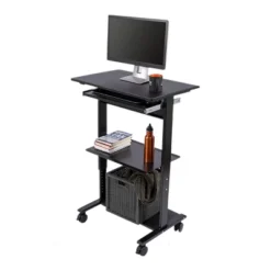 Stand Up Desk Store Mobile Rolling Adjustable Height Standing Workstation With Printer Shelf And Slideout Keyboard Tray -Furniture Store GUEST 53ca3b4f 89ec 4f4e 9f9f 65a7c29c6393