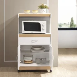 Microwave Kitchen Cart In White - Hodedah -Furniture Store GUEST 54fc154b 5430 4ec2 a06f 31cf7426b59c