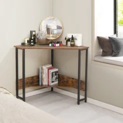 Costway Triangle Computer Desk Corner Desk Home Office With Power Outlets USB Ports Black/Rustic 21 Costway Triangle Computer Desk Corner Desk Home Office With Power Outlets USB Ports Black/Rustic -Furniture Store GUEST 55b71c15 9ee1 4702 9047 c7dd9ae368ce