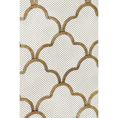 Modern Metal Filigree Room Divider Screen Gold - Olivia & May 4 Modern Metal Filigree Room Divider Screen Gold - Olivia & May - Image 2