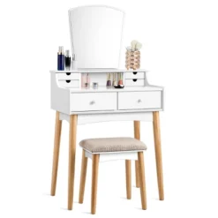 Costway Vanity Table 6 Dressing Table Cushioned Stool Makeup Table 13 Costway Vanity Table 6 Dressing Table Cushioned Stool Makeup Table -Furniture Store GUEST 56be7a87 9dd0 4779 a611 2cf03d4f01ea