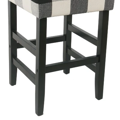 Square Counter Height Barstool Black Plaid - HomePop 6 Square Counter Height Barstool Black Plaid - HomePop - Image 4