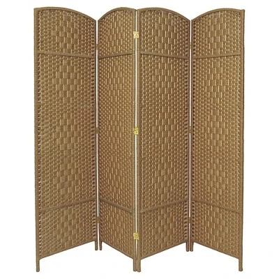 6 Ft. Tall Diamond Weave Fiber Room Divider 4 Panels - Oriental Furniture 6 6 Ft. Tall Diamond Weave Fiber Room Divider 4 Panels - Oriental Furniture - Image 4