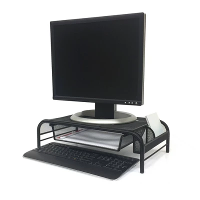 Mind Reader 2pk Metal Mesh Monitor Stand And Desk Organizer With Drawer Black 4 Mind Reader 2pk Metal Mesh Monitor Stand And Desk Organizer With Drawer Black - Image 2