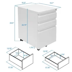 Mount-It! Mobile File Cabinet With 3 Drawers, Under Desk Rolling Storage , White -Furniture Store GUEST 58109fe6 c5c0 42be 983a ffc99ff27cd4