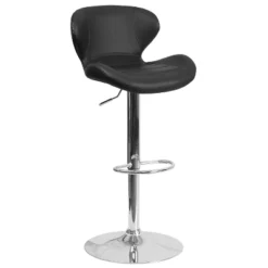 Merrick Lane Adjustable Height Barstool Contemporary Bar Height Stool With Curved Back And Metal Base With Footrest -Furniture Store GUEST 58408315 4503 4405 a968 0b382fe501b8