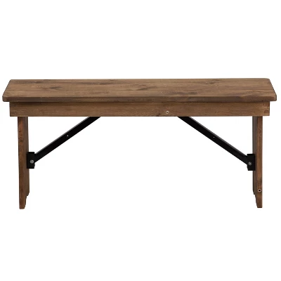 Merrick Lane Antique Solid Pine Folding Farmhouse Style Bench 4 Merrick Lane Antique Solid Pine Folding Farmhouse Style Bench - Image 2