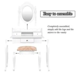 Costway Vanity Table Jewelry Makeup Desk Bench Dresser Stool White 12 Costway Vanity Table Jewelry Makeup Desk Bench Dresser Stool White -Furniture Store GUEST 5a437286 0181 4a25 9bdd 3381ec1dcbc4