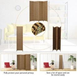 Costway 4 Panel Fiber Privacy Partition Screen Folding Room Divider Weave 6FT Tall -Furniture Store GUEST 5b2cd1b7 f132 4923 9dc3 48976ce21198