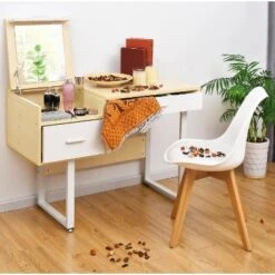Costway Vanity Table Flip Top Square Makeup Table Writing Table -Furniture Store GUEST 5c014466 2fdc 4dc3 abf4 6e5d59ccfbae