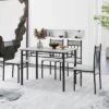Costway 5 Piece Faux Marble Dining Set Table And 4 Chairs Kitchen Breakfast Furniture Grey -Furniture Store GUEST 5c2ecc24 72f3 4601 b47e b77da6aab237