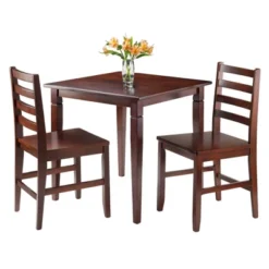 3pc Kingsgate Dining Table With 2 Hamilton Ladder Back Chairs Wood/Brown - Winsome
