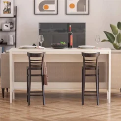 Latta Console Table With Faux Rattan Ivory Oak - Room & Joy -Furniture Store GUEST 5ea92947 697a 4280 8199 3c338fd0cc8c