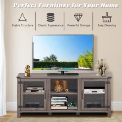Costway TV Stand Entertainment Center For TV's Up To 65'' W/ Storage Cabinets Deep Taupe -Furniture Store GUEST 6129ee58 a9a3 4cec 8501 75be14c6230e