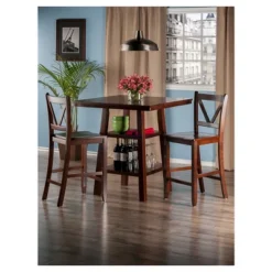3pc Orlando 2 Shelves Counter Height Dining Set Wood/Walnut - Winsome -Furniture Store GUEST 614b8e91 af8f 4369 9ff9 8df89c314259