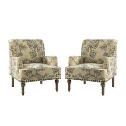 Set Of 2 Reggio Traditional Wooden Upholstered Armchair With Floral Patterns And Nailhead Trim | ARTFUL LIVING DESIGN 28 Set Of 2 Reggio Traditional Wooden Upholstered Armchair With Floral Patterns And Nailhead Trim | ARTFUL LIVING DESIGN -Furniture Store GUEST 6152de4d f89c 4ebc 8363 211da97f1b6b