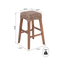 JONATHAN Y Maui Rustic Bohemian Hyacinth/Wood Backless Bar Stool, Brown Wash Woven Seat With Natural Wood Frame -Furniture Store GUEST 61ac7b17 464c 46e4 a638 a8e512bf9b03