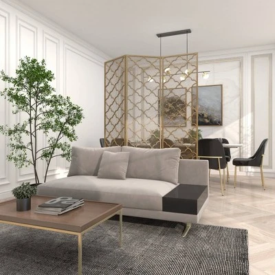 Modern Metal Filigree Room Divider Screen Gold - Olivia & May 12 Modern Metal Filigree Room Divider Screen Gold - Olivia & May - Image 10