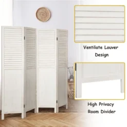 Costway 4 Panel Folding Privacy Room Divider Screen Home Furniture 5.6 Ft Tall White -Furniture Store GUEST 64a4c883 e9d7 463f a8bc 719fd67c4c47