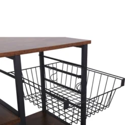 Wood And Metal Bakers Rack With 4 Shelves And Wire Basket Brown/Black - Benzara 13 Wood And Metal Bakers Rack With 4 Shelves And Wire Basket Brown/Black - Benzara -Furniture Store GUEST 66d70f2c d276 4338 893f 7b858fe5436d