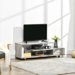 HOMCOM Modern TV Stand For TVs Up To 45", TV Cabinet With Storage Shelf And Drawer, Entertainment Center For Living Room Bedroom, Gray -Furniture Store GUEST 66db9b4c ffc5 46ef ba41 c70148d22812