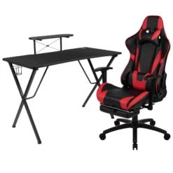 BlackArc Tango Gaming Desk & Chair Set - Reclining Gaming Chair With Slide-Out Footrest & Gaming Desk With Cupholder/Headphone Hook -Furniture Store GUEST 68ec4a65 7256 48a0 b322 fefb9b2eb5ba