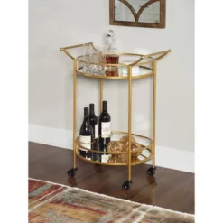 Round Metal Bar Cart Gold - Linon -Furniture Store GUEST 697a93be 9317 4e40 a4b8 bf30d4807bbf
