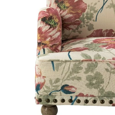 Set Of 2 Reggio Traditional Wooden Upholstered Armchair With Floral Patterns And Nailhead Trim | ARTFUL LIVING DESIGN 9 Set Of 2 Reggio Traditional Wooden Upholstered Armchair With Floral Patterns And Nailhead Trim | ARTFUL LIVING DESIGN - Image 7