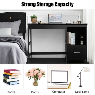 Costway 47.5'' Computer Desk Trestle Desk Writing Study Workstation W/ 2 Drawers 10 Costway 47.5'' Computer Desk Trestle Desk Writing Study Workstation W/ 2 Drawers - Image 8