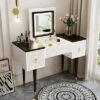 43.3" Modern Vanity Table Set With Flip-Up Mirror, LED Lights And Storage - ModernLuxe 2 43.3" Modern Vanity Table Set With Flip-Up Mirror, LED Lights And Storage - ModernLuxe -Furniture Store GUEST 6d540f39 65d4 4d36 aca3 7cefa06d9e84
