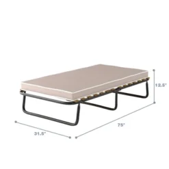 Costway Folding Bed W/Memory Foam Mattress Metal Guest Sleeper Wood Slats Made In Italy