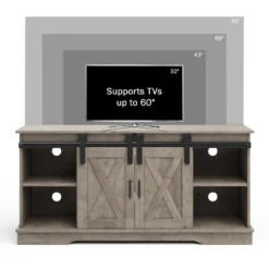 Lavish Home 65-inch TV Stand With Media Console Shelves, Cable Management, And Sliding X-Style Barn Doors, Gray Woodgrain 11 Lavish Home 65-inch TV Stand With Media Console Shelves, Cable Management, And Sliding X-Style Barn Doors, Gray Woodgrain -Furniture Store GUEST 715af5aa c708 44ee bbf8 022d793ad61d