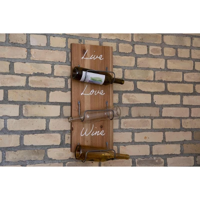Three Bottle "Live Love Wine" Wood Wall Mount Wine Rack - Foreside Home & Garden 7 Three Bottle "Live Love Wine" Wood Wall Mount Wine Rack - Foreside Home & Garden - Image 5