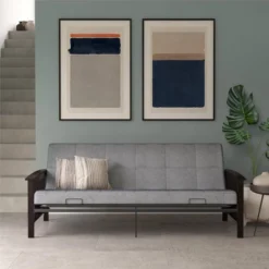 Full Brixen Wood Arm Metal Futon Frame With 6" Mattress - Room & Joy -Furniture Store GUEST 728a0b52 d5de 4e9c a217 bc19a893411d