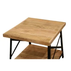 Rectangle Side Table With Open Bottom Shelf And Metal Legs Brown/Gray - The Urban Port -Furniture Store GUEST 72d30605 0c00 4fcb be1f 95963ca9d48d