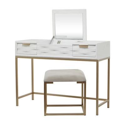 Contemporary Wood Console Table Dressing Table Desk With Mirror And Stool Set - Olivia & May 12 Contemporary Wood Console Table Dressing Table Desk With Mirror And Stool Set - Olivia & May - Image 10