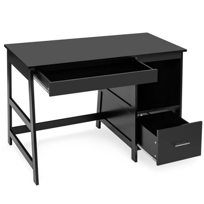 Costway 47.5'' Computer Desk Trestle Desk Writing Study Workstation W/ 2 Drawers 8 Costway 47.5'' Computer Desk Trestle Desk Writing Study Workstation W/ 2 Drawers - Image 6
