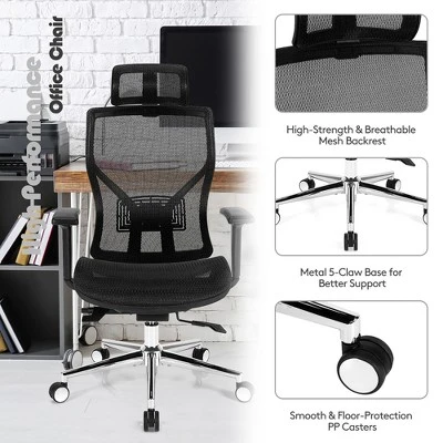 Costway Ergonomic Office Chair High-Back Mesh Chair W/Adjustable Lumbar Support 5 Costway Ergonomic Office Chair High-Back Mesh Chair W/Adjustable Lumbar Support - Image 3