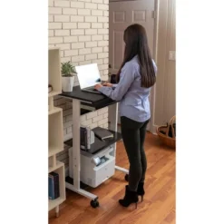 Stand Up Desk Store Mobile Rolling Adjustable Height Standing Workstation With Printer Shelf And Slideout Keyboard Tray -Furniture Store GUEST 74d09853 0cde 40cb aedb ecb262e1fcc6