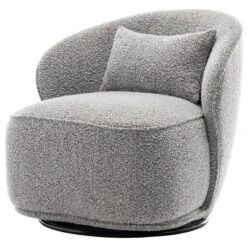 Boucle Upholstered Swivel Barrel Chair - Kinwell -Furniture Store GUEST 75169350 6013 4cc4 9503 f06ede87cdaa
