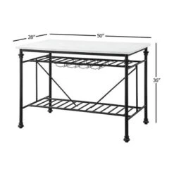 50" Mera Kitchen Island White Cultured Stone/Gray Finish - Acme Furniture