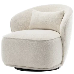 Boucle Upholstered Swivel Barrel Chair - Kinwell -Furniture Store GUEST 7575d88f 5513 468f acd2 7fb0776147ae