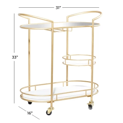 Contemporary Iron Bar Cart Gold - Olivia & May 9 Contemporary Iron Bar Cart Gold - Olivia & May - Image 7