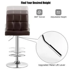 Costway Adjustable Swivel Bar Stool Counter Height Bar Chair PU Leather W/ Back RedBrown -Furniture Store GUEST 78d86d2a ccf5 41eb 9c6b d2d28f472d42